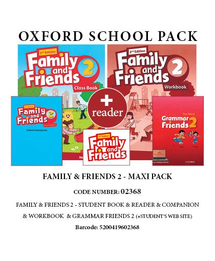 Family & Friends 2 Maxi Pack includes (Student's Book,Reader,Companion,Workbook and Grammar Friends 2 student's website) 2nd Edition 02368
