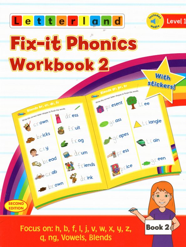 Fix-it Phonics Level 1 Workbook 2 with Audio and Stickers