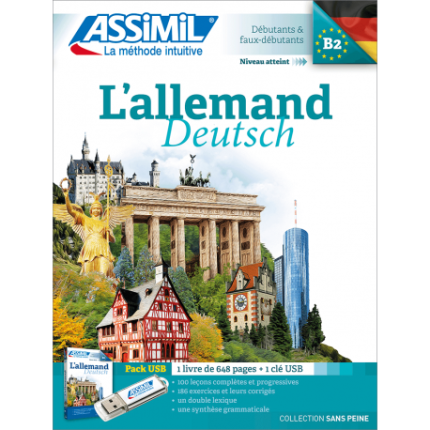 L allemand sans peine 1 book + 1 USB stick (MP3 files) Source language :French Studied language :German