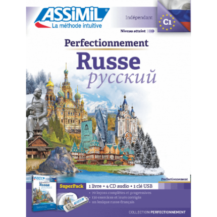 Assimil Perfectionnement Russe (livre+4 Cd audio+1 cle USB) Langue maternelle : FRANCAIS Langue etudiee : RUSSE