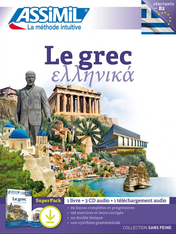Le Grec Superpack 	1 livre + 3 CD audio + fichiers mp3 en telechargement (A1-A2) Debutant ou Faux-debutant Langue maternelle : FRANCAIS Langue etudiee : GREC