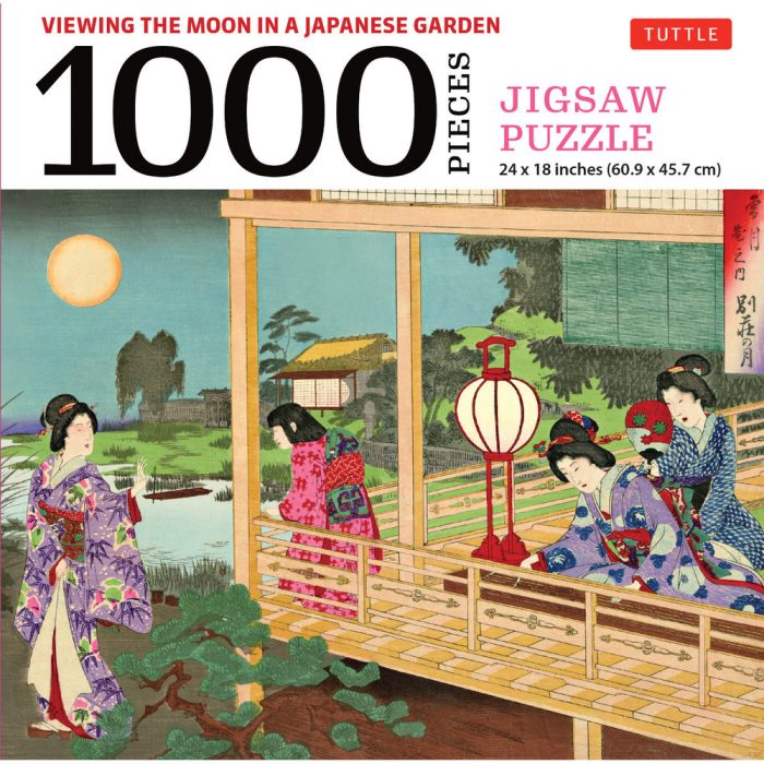 Viewing the Moon in a Japanese Garden - 1000 Piece Jigsaw Puzzle Viewing the Moon in a Japanese Garden - 1000 Piece Jigsaw Puzzle